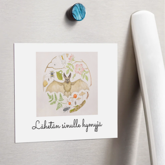 Lepakko postikorttimagneetti. Lähetän sinulle hymyjä. Flora & Fauna Sophia Bartsch