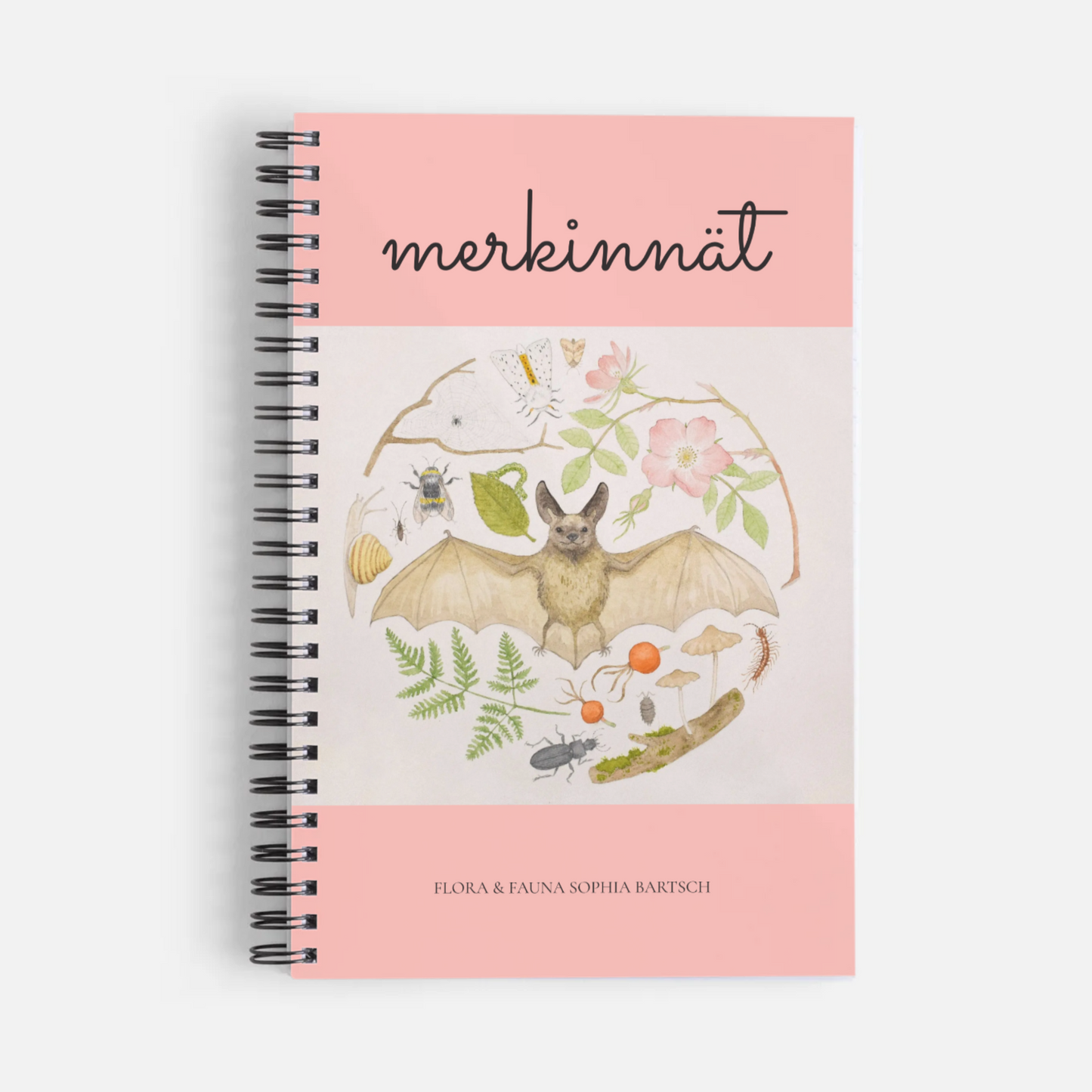 Merkinnät. Valeanpunainen kierrevihko. Flora & Fauna Sophia Bartsch